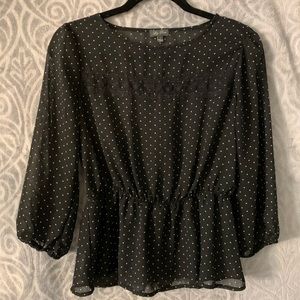 Sheer polka dot top with peplum